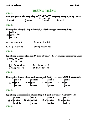 Toán 12 - Trắc nghiệm phương trình đương thăng
